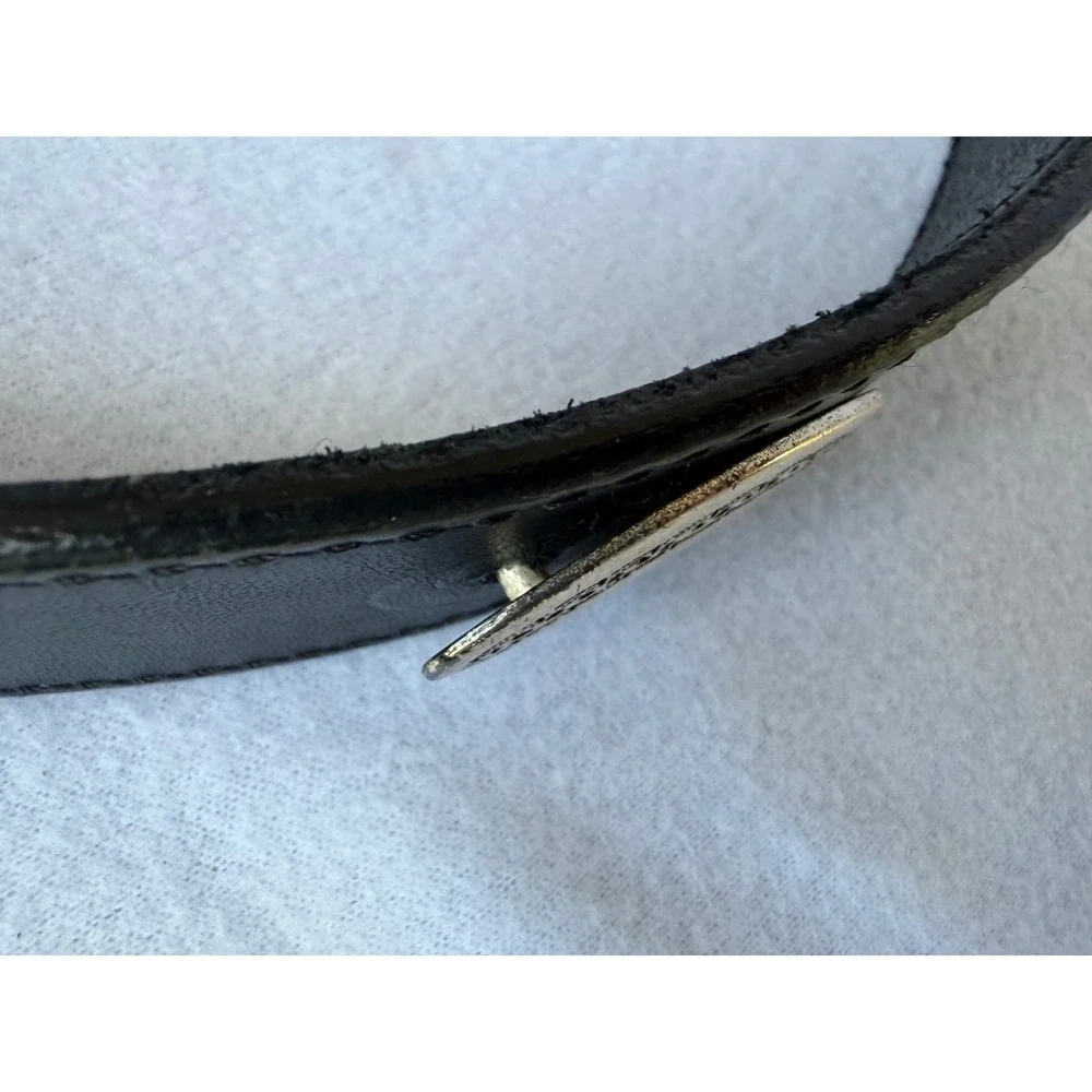 Brighton Leather Belt Womens 46 Black Western Silver Concho Engraved Buckle